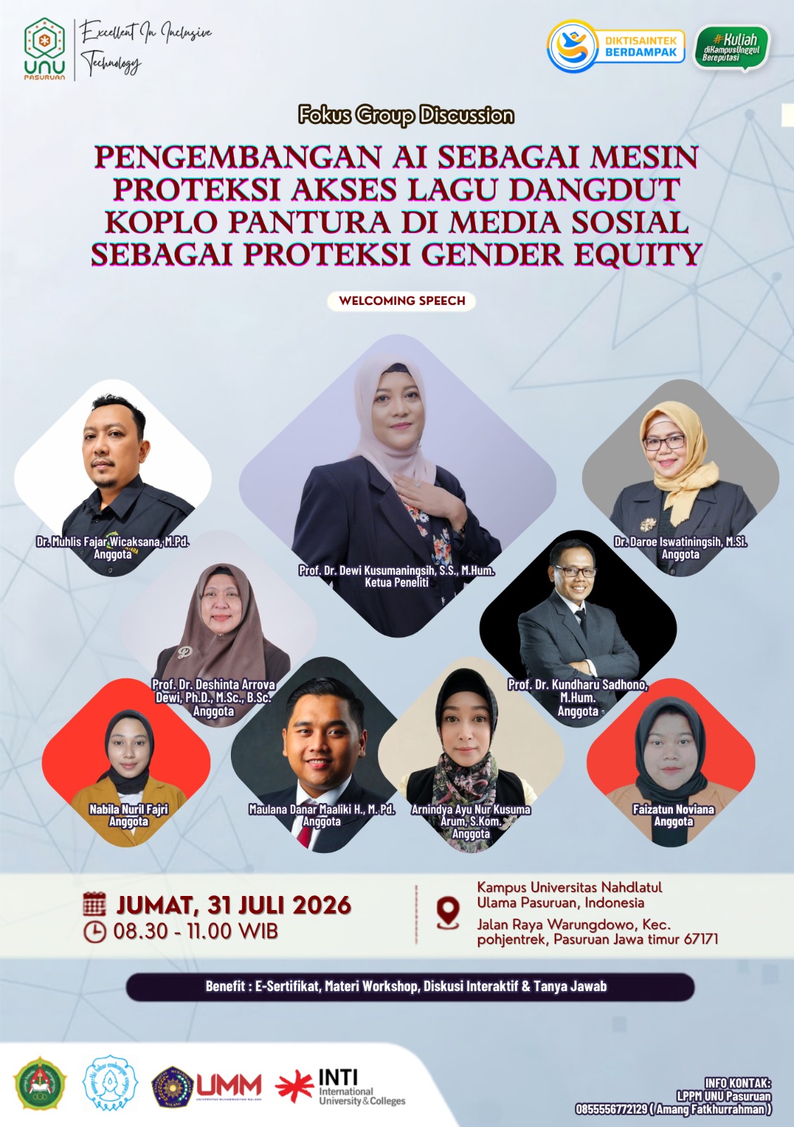 Image of UNU Pasuruan Jadi Tuan Rumah FGD Riset AI Proteksi Akses Lagu Dangdut Koplo Pantura untuk Dukung Kesetaraan Gender